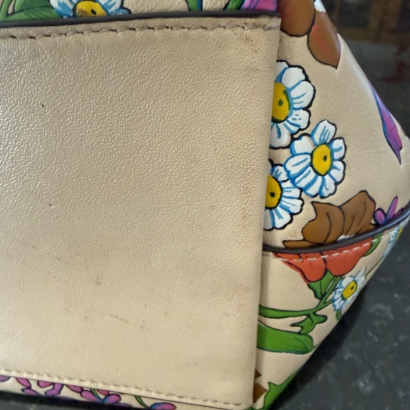 Coach Floral Shoulder Bag and Wallet Set - Red, Purple, Yellow on Cream - Picture 5 of 16